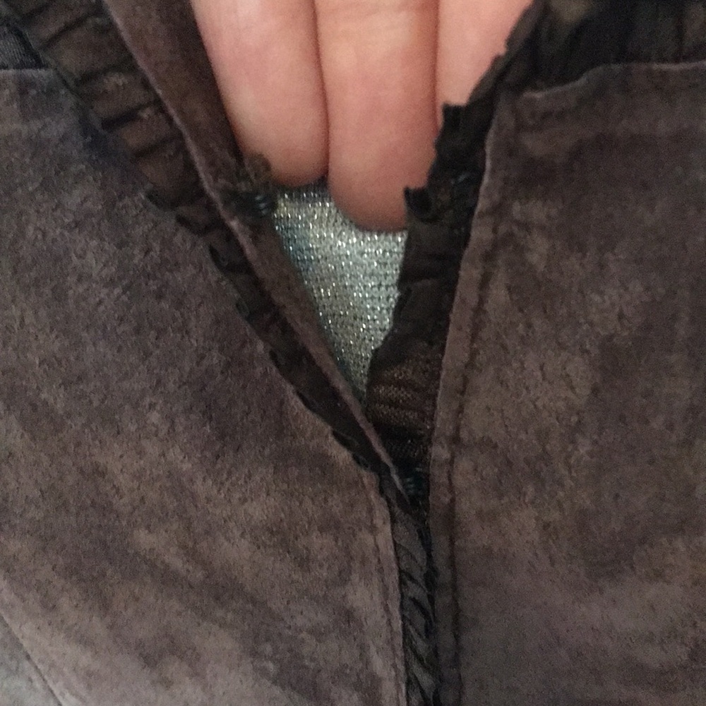 Genuine Suede Brown Hook Jacket Ruffle Feminine S View 3